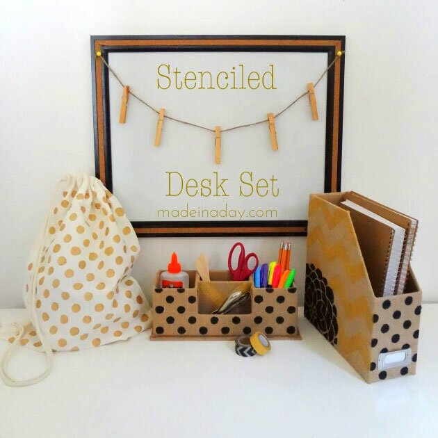 Stenciled Desk Set and Gym Bag